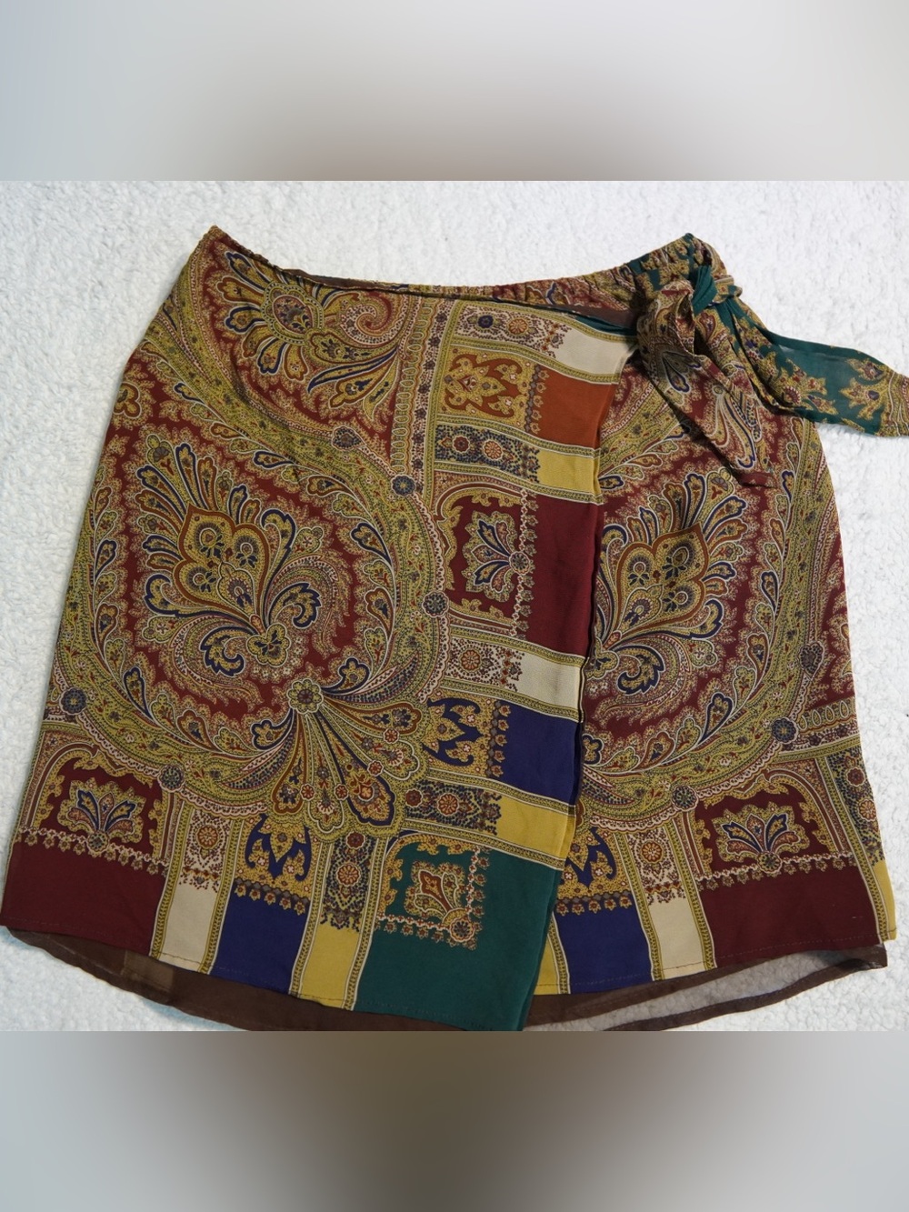 Vintage Ann Taylor Made in USA Paisley Wrap Mini Skirt Medium Boho Rayon